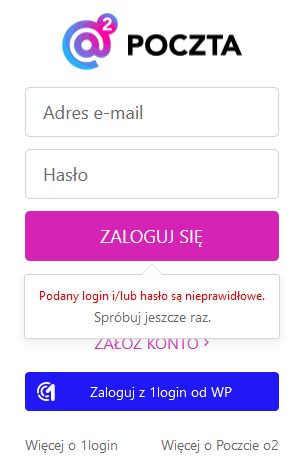 logowanie o2.pl|Komunikaty logowania